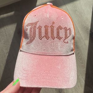 Juicy Couture Pink Velvet Trucker Hat w/ Rhinestone Logo